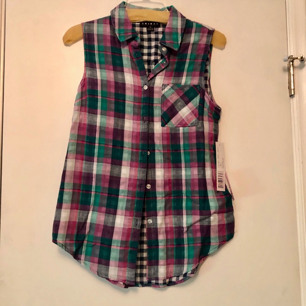 Madras Plaid Sleeveless Shirt